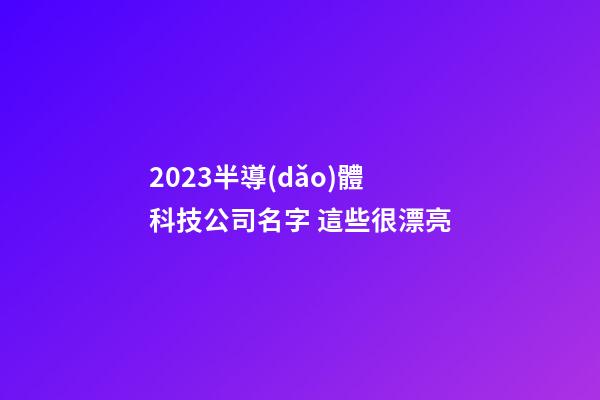 2023半導(dǎo)體科技公司名字 這些很漂亮-第1張-公司起名-玄機(jī)派